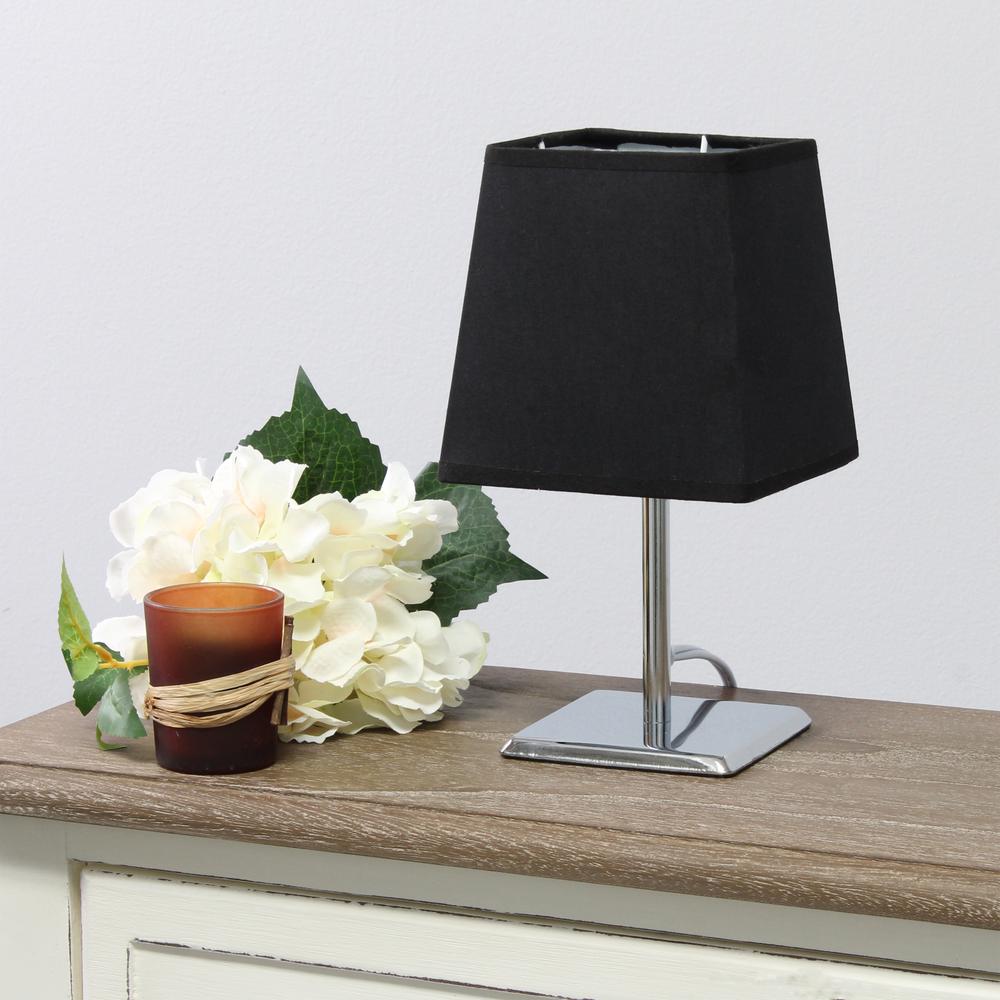 Mini Chrome Table Lamp with Squared Empire Fabric Shade. Picture 2