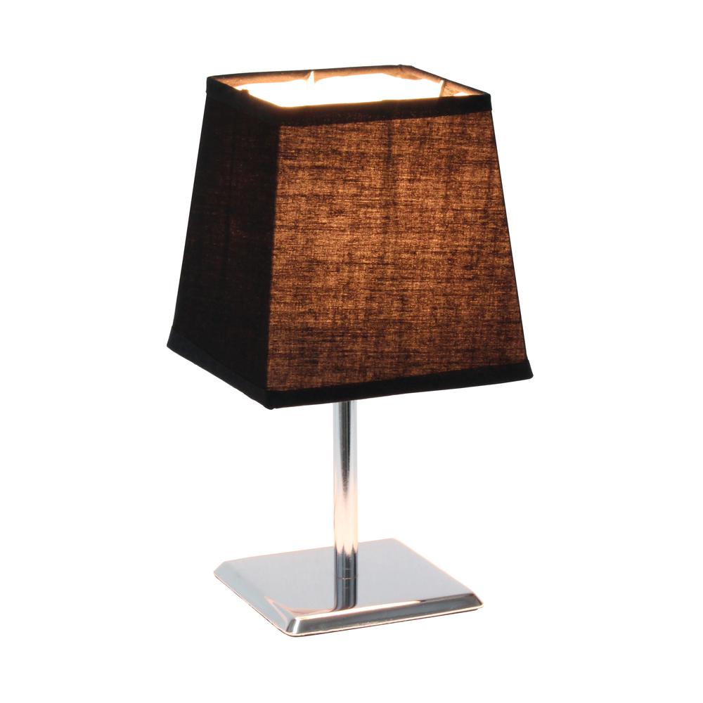 Mini Chrome Table Lamp with Squared Empire Fabric Shade. Picture 6