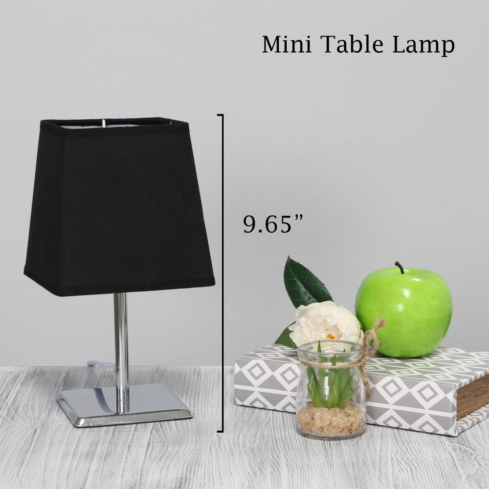 Mini Chrome Table Lamp with Squared Empire Fabric Shade. Picture 7