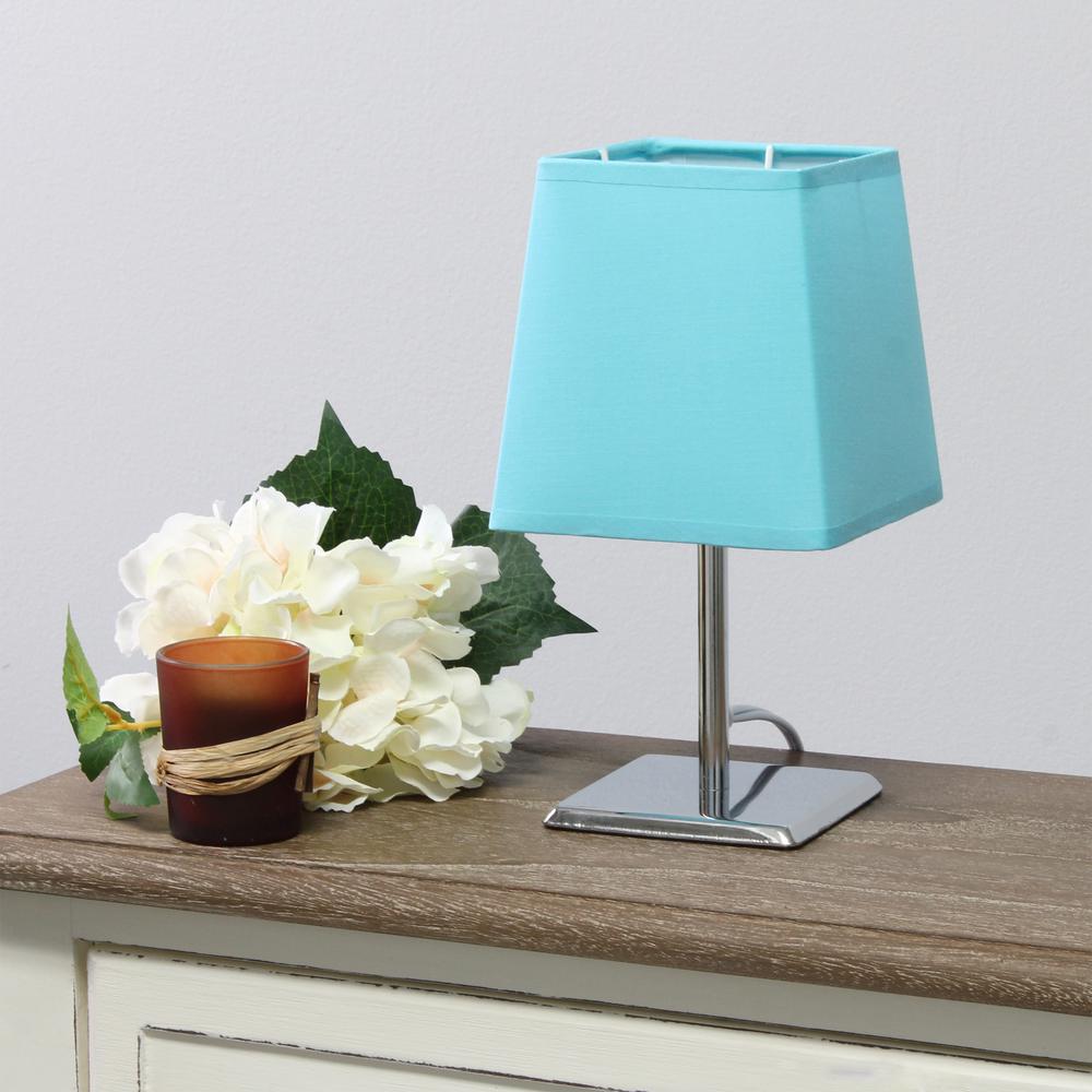 Mini Chrome Table Lamp with Squared Empire Fabric Shade. Picture 2