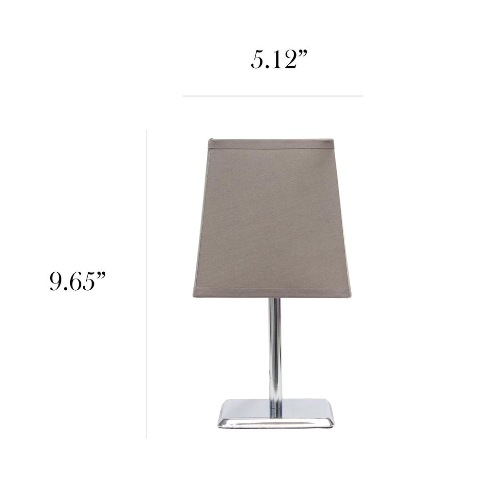 Simple Designs Mini Chrome Table Lamp with Squared Empire Fabric Shade