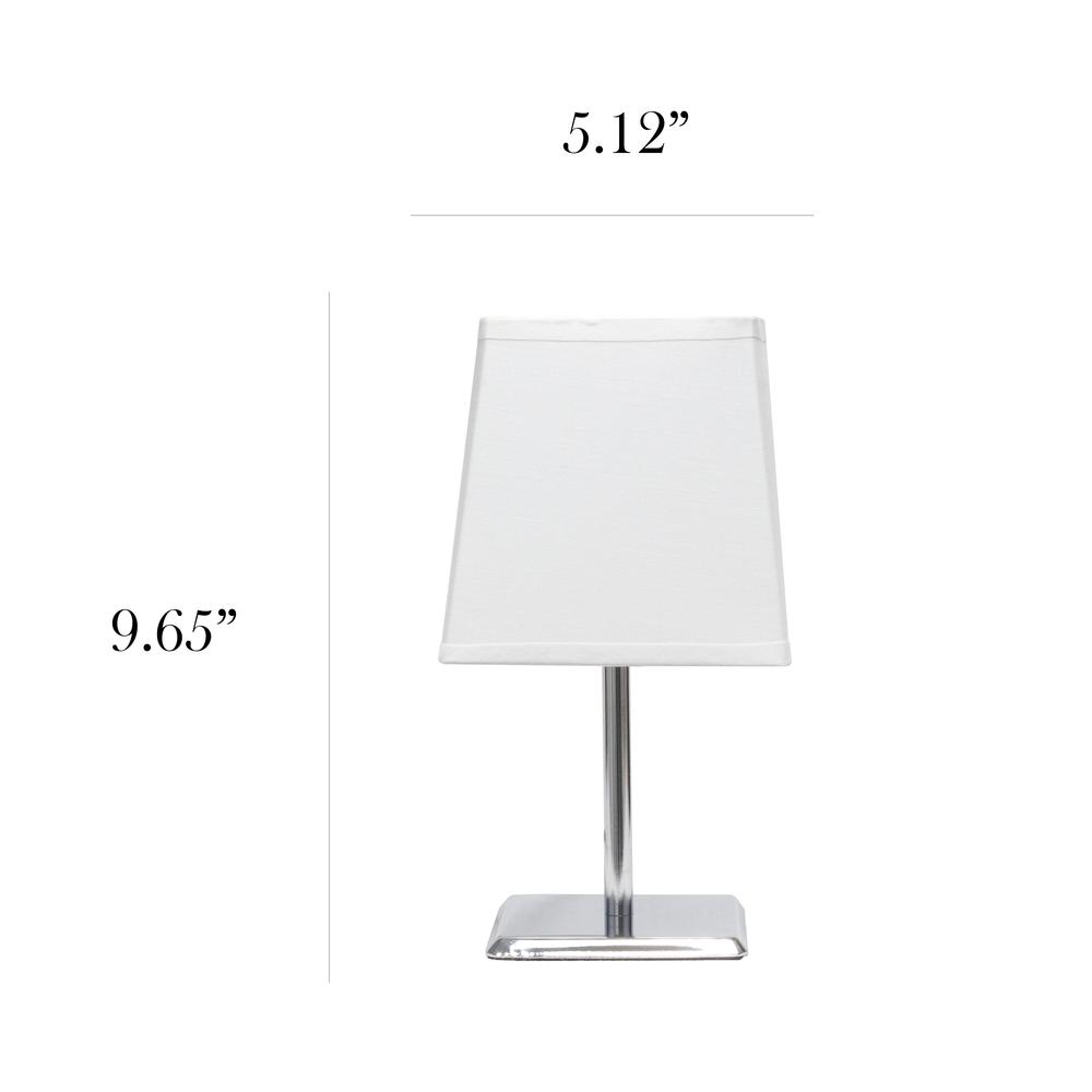 Simple Designs Mini Chrome Table Lamp with Squared Empire Fabric Shade