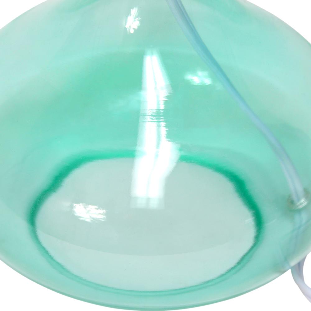 Glass Raindrop Table Lamp with Fabric Shade, Aqua with White Shade. Picture 3
