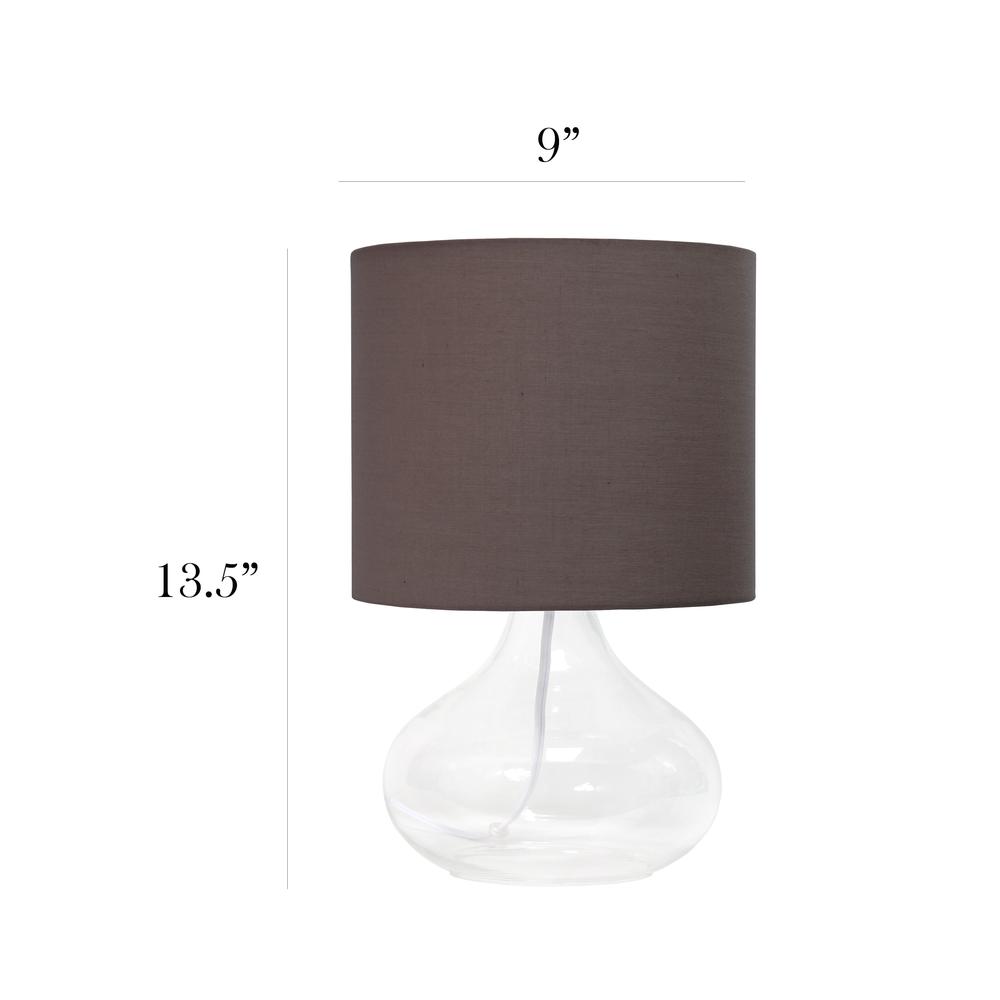 Glass Raindrop Table Lamp with Fabric Shade, Clear with Gray Shade. Picture 5