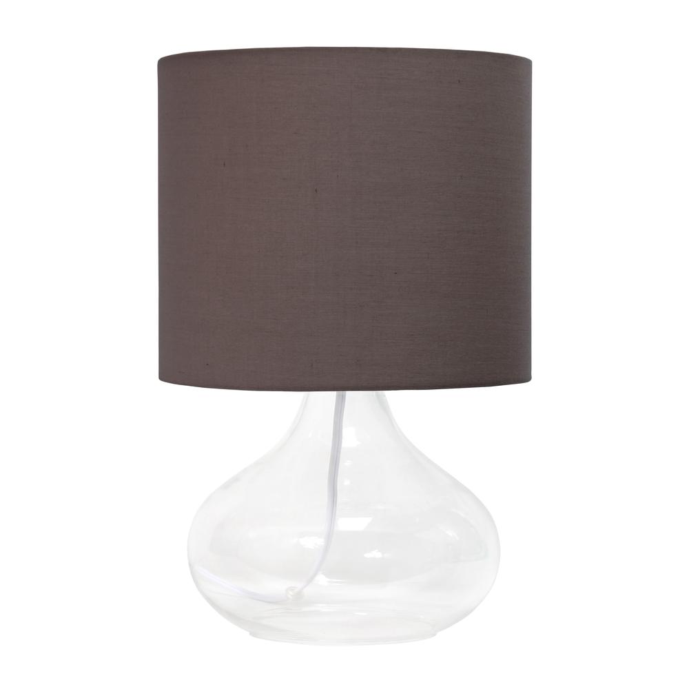 Glass Raindrop Table Lamp with Fabric Shade, Clear with Gray Shade. Picture 7