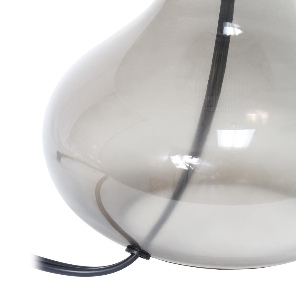 Glass Raindrop Table Lamp with Fabric ShadeSmoke Gray with Gray Shade. Picture 4