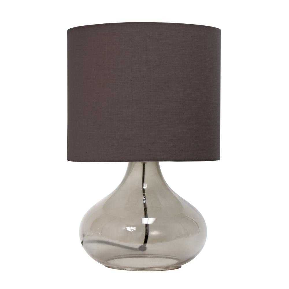 Glass Raindrop Table Lamp with Fabric ShadeSmoke Gray with Gray Shade. Picture 7