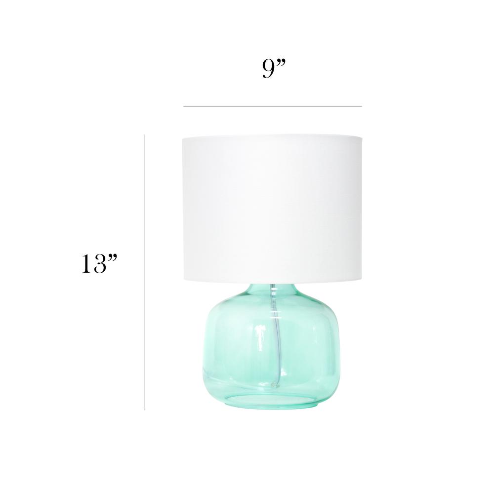 Glass Table Lamp with Fabric Shade, Aqua with White Shade. Picture 4