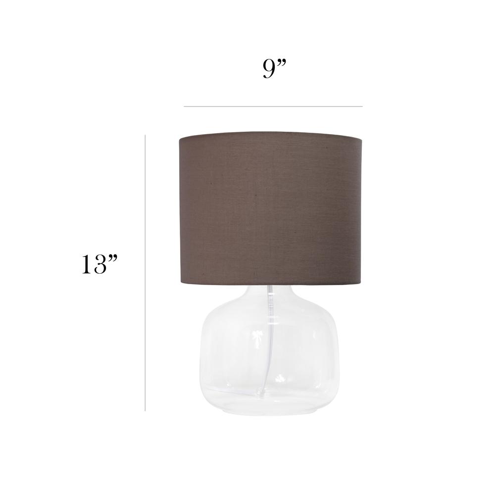Glass Table Lamp with Fabric Shade, Clear with Gray Shade. Picture 3