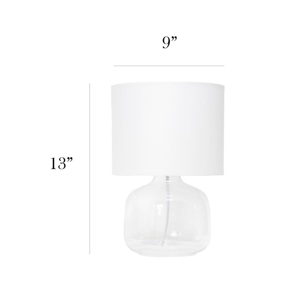 Glass Table Lamp with Fabric Shade, Clear with White Shade. Picture 4