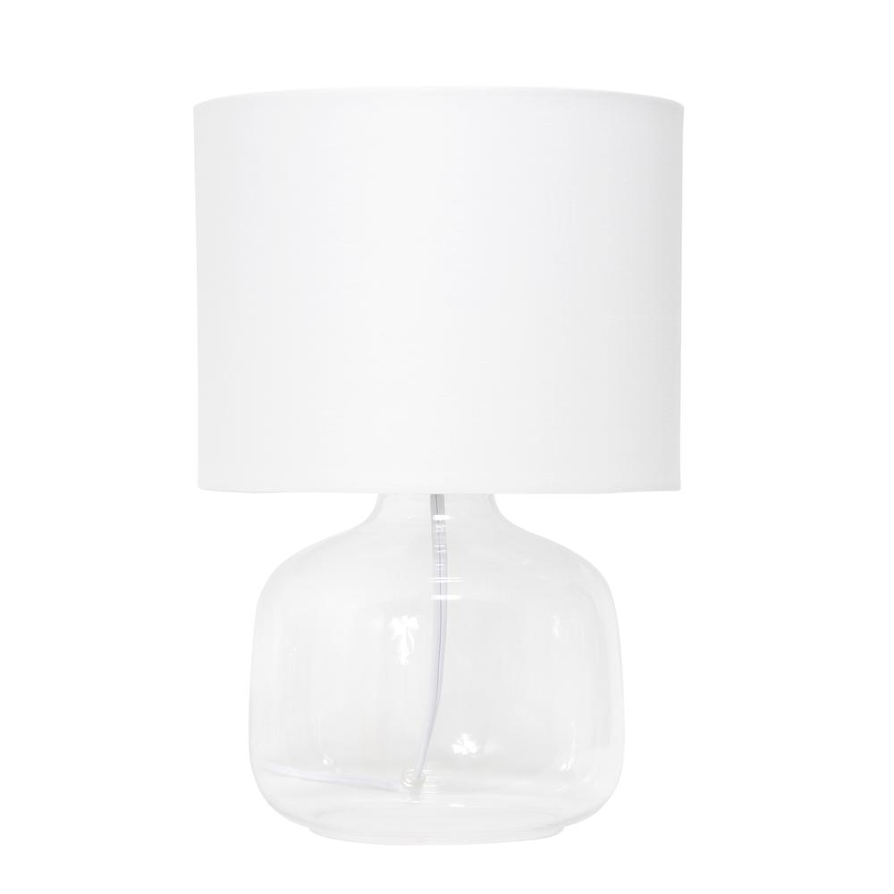 Glass Table Lamp with Fabric Shade, Clear with White Shade. Picture 6