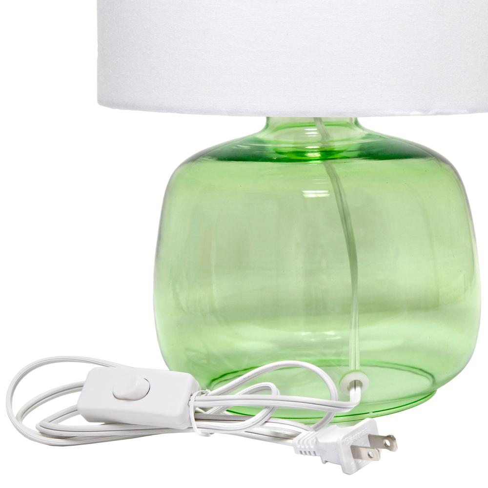 Simple Designs Glass Table Lamp with Fabric Shade, Green with White Shade. Picture 3