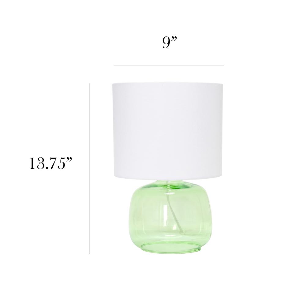 Simple Designs Glass Table Lamp with Fabric Shade, Green with White Shade. Picture 9