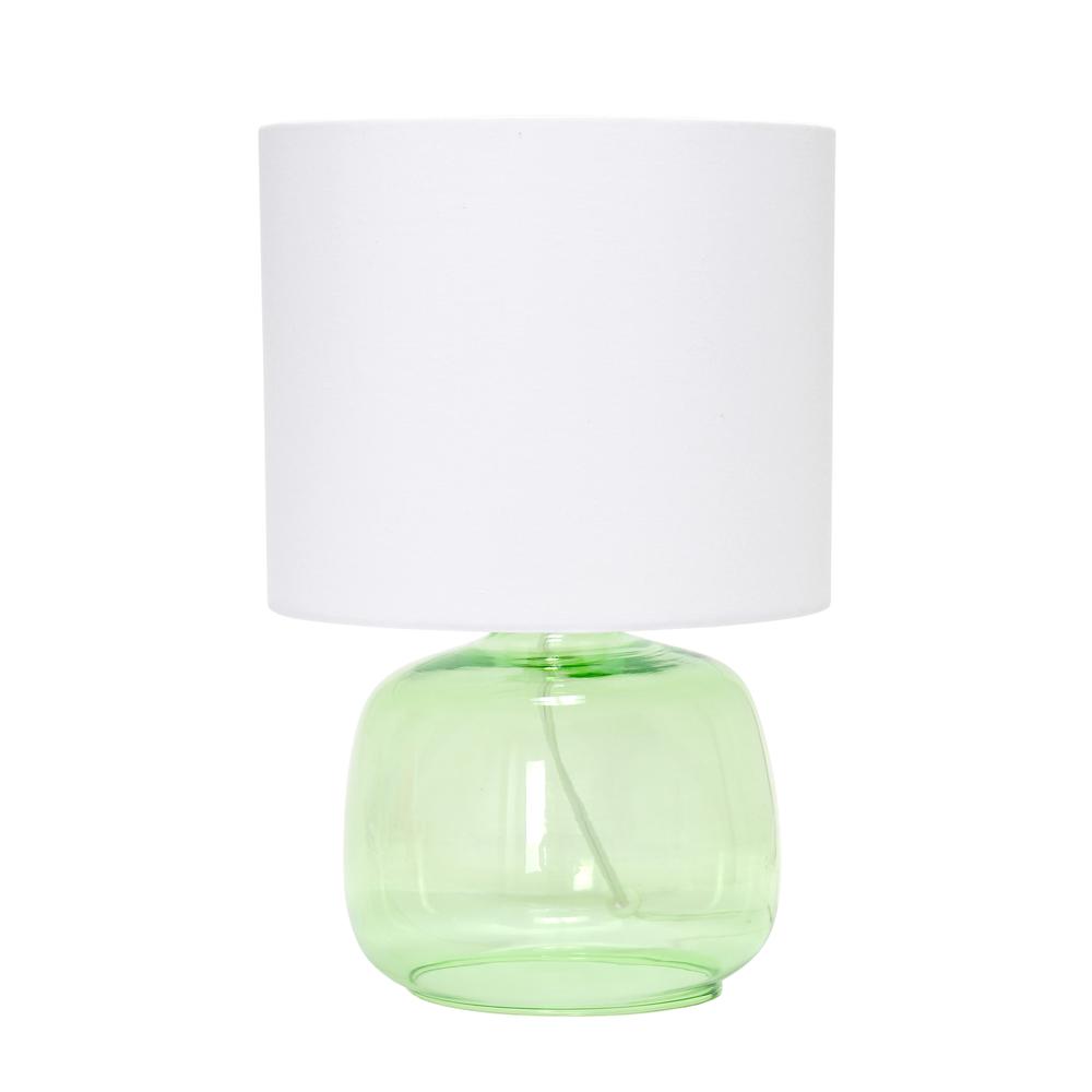 Simple Designs Glass Table Lamp with Fabric Shade, Green with White Shade. Picture 1