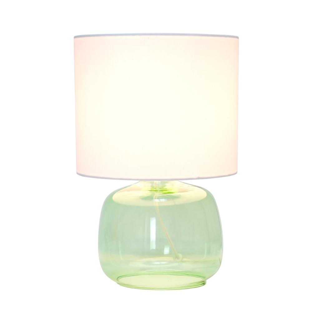 Simple Designs Glass Table Lamp with Fabric Shade, Green with White Shade. Picture 2