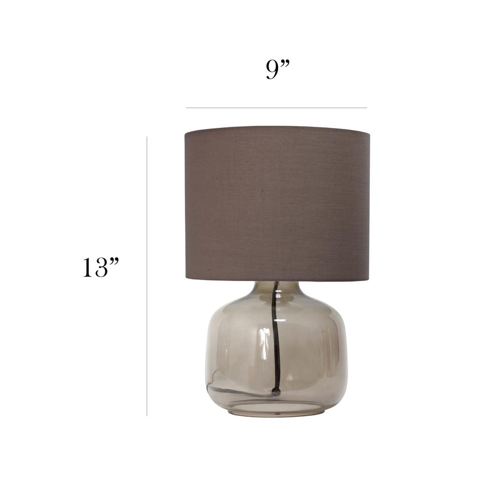 Glass Table Lamp with Fabric Shade, Smoke with Gray Shade. Picture 3