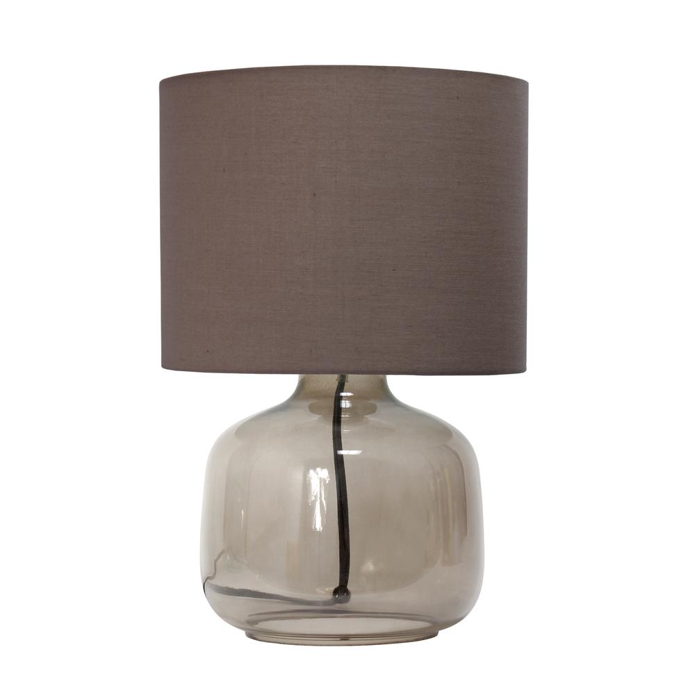 Glass Table Lamp with Fabric Shade, Smoke with Gray Shade. Picture 5
