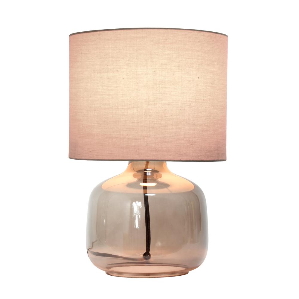 Glass Table Lamp with Fabric Shade, Smoke with Gray Shade. Picture 6