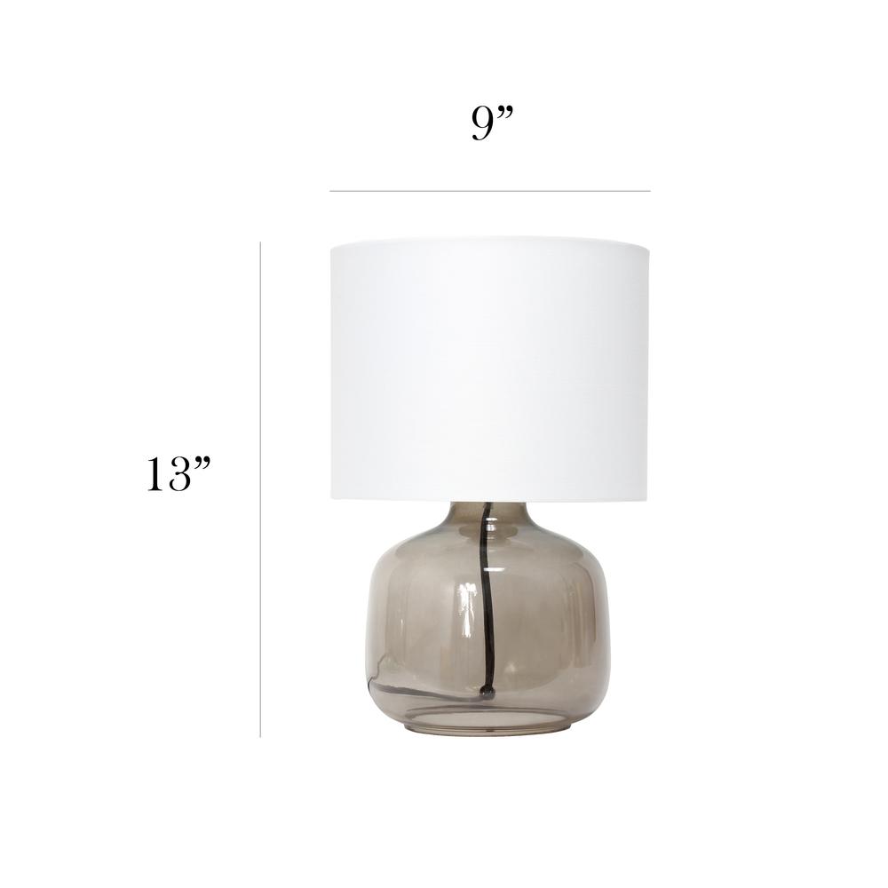 Glass Table Lamp with Fabric Shade, Smoke with White Shade. Picture 4