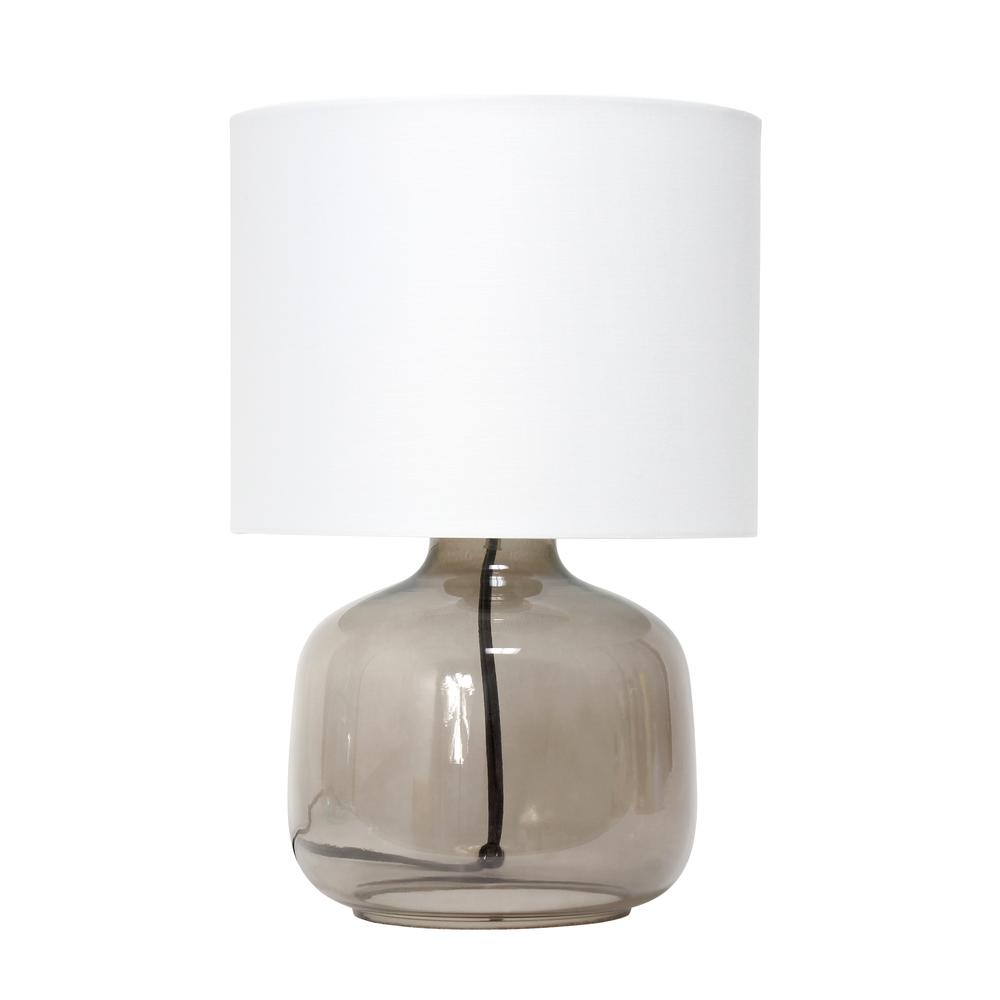 Glass Table Lamp with Fabric Shade, Smoke with White Shade. Picture 6
