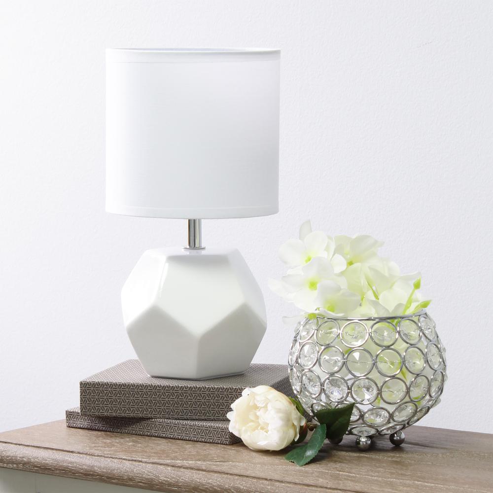 Round Prism Mini Table Lamp with Matching Fabric Shade. Picture 2