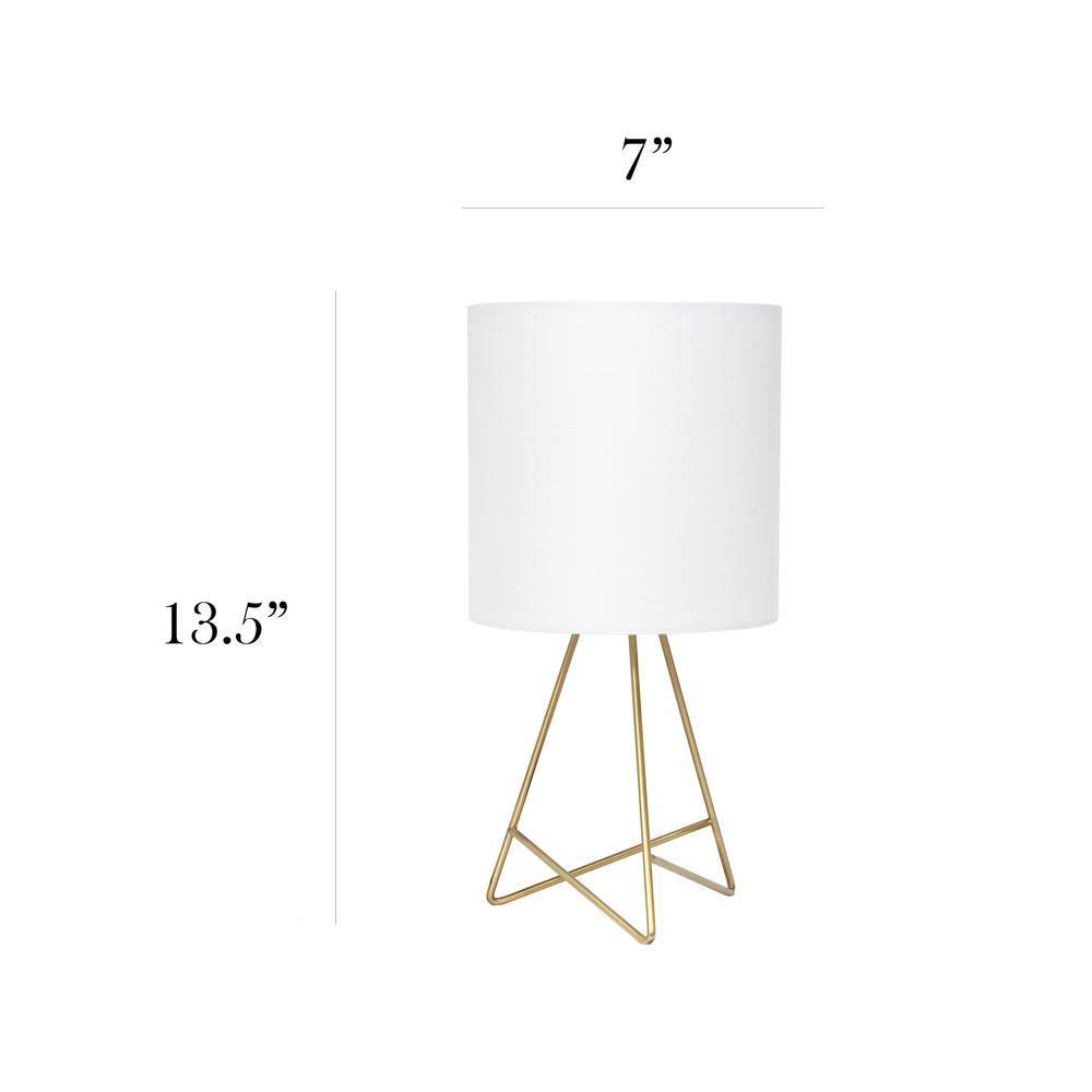 Down to the Wire Table Lamp with Fabric Shade, Gold with White Shade. Picture 4