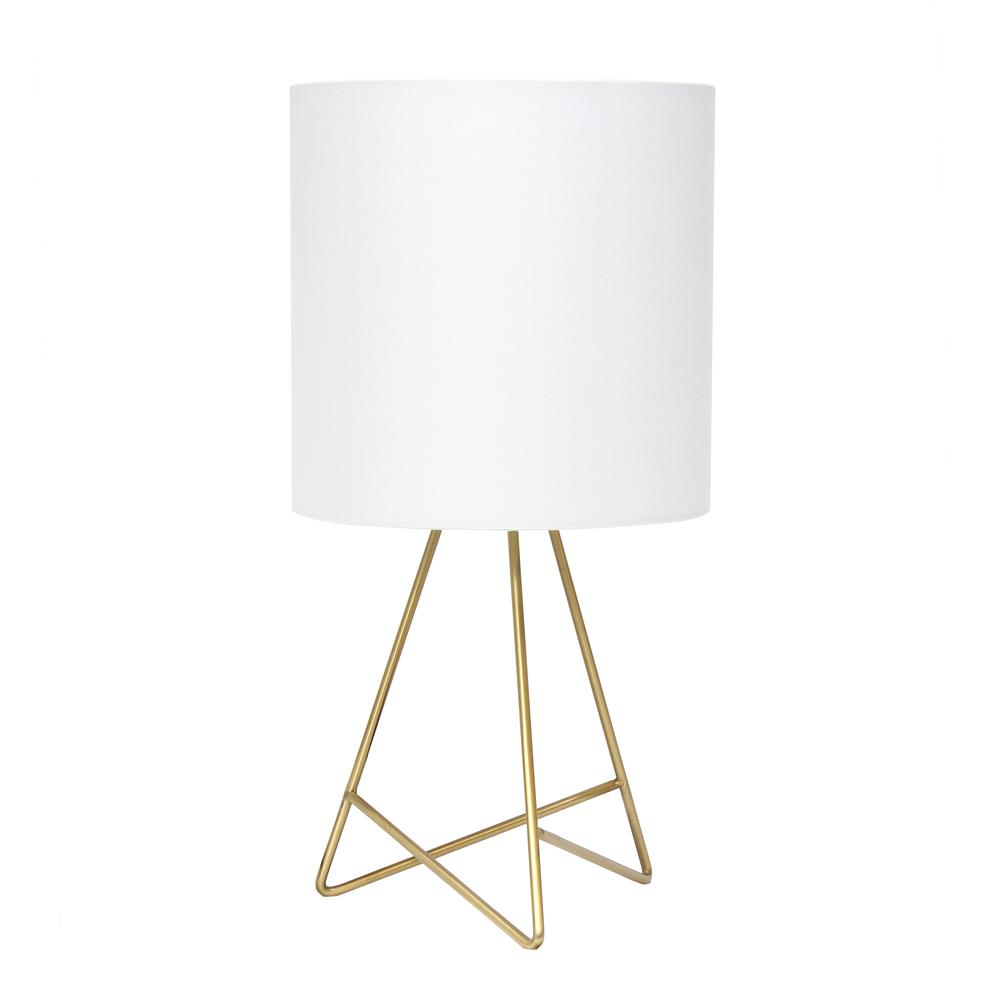 Down to the Wire Table Lamp with Fabric Shade, Gold with White Shade. Picture 6