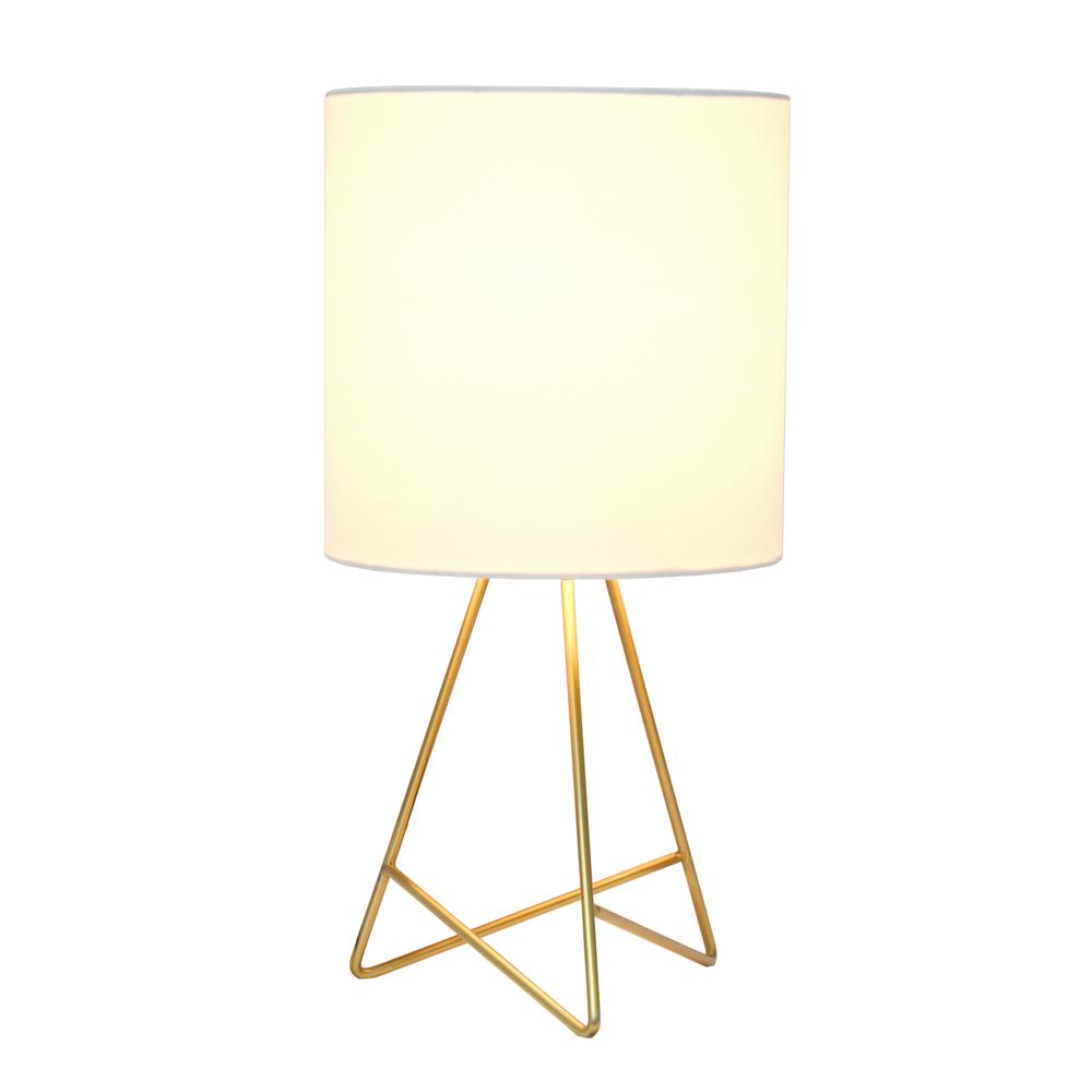 Down to the Wire Table Lamp with Fabric Shade, Gold with White Shade. Picture 7