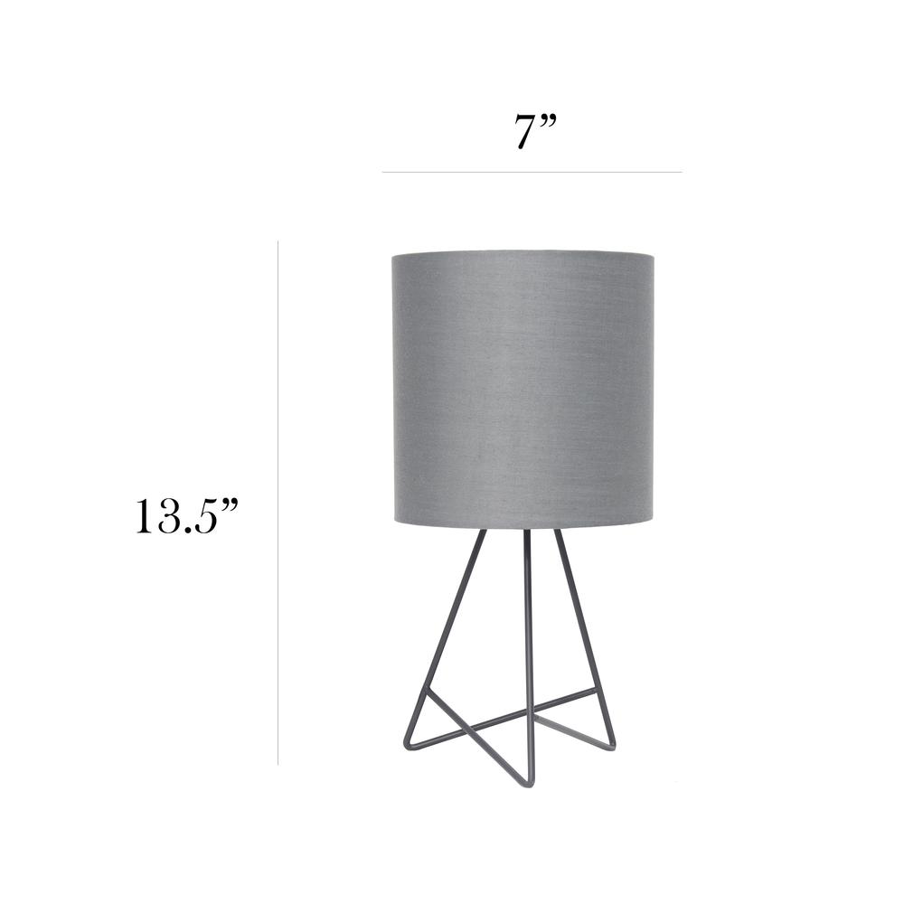 Simple Designs Down to the Wire Table Lamp with Fabric Shade, Gray with Gray Shade