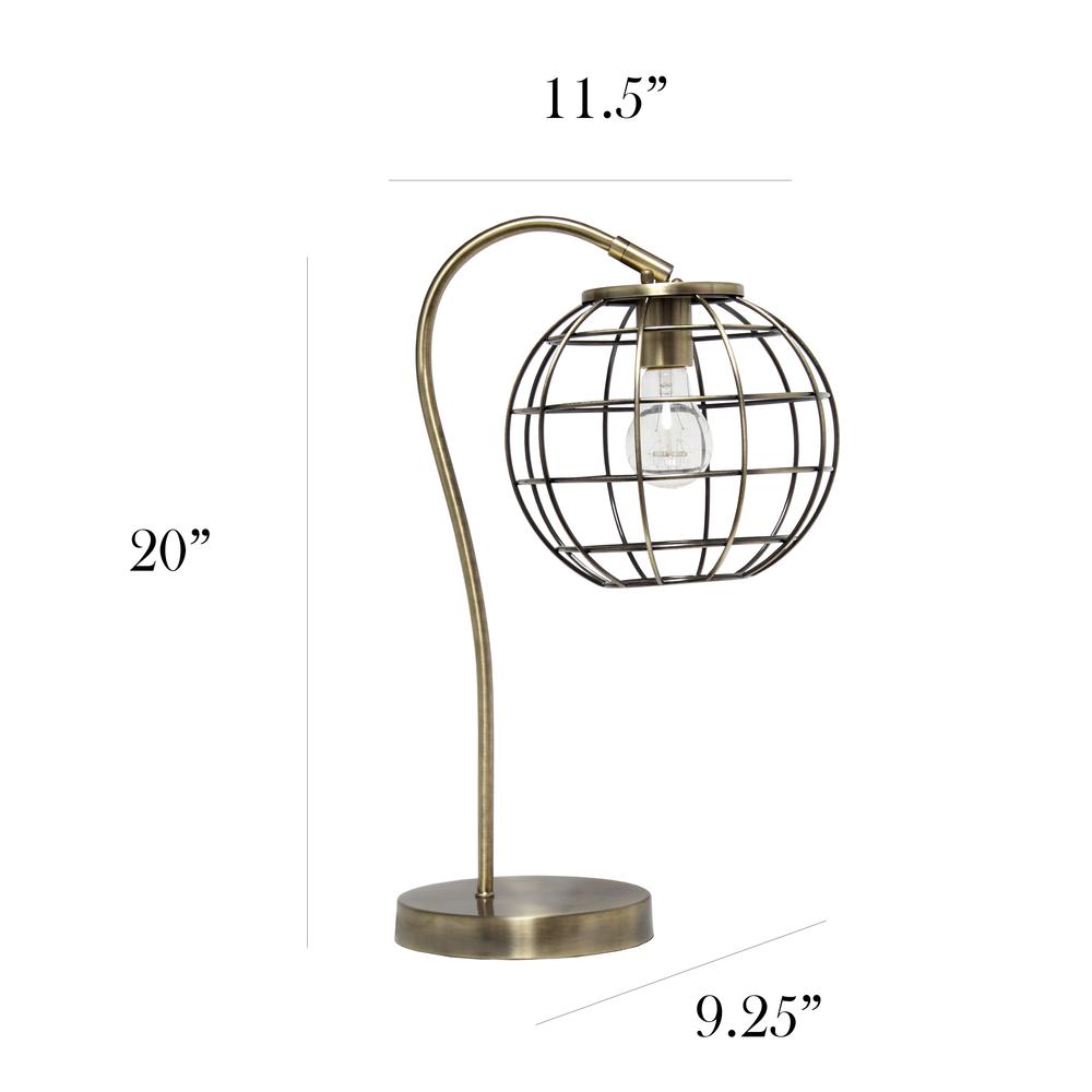 Elegant Designs Caged In Metal Table Lamp, Antique Brass. Picture 4