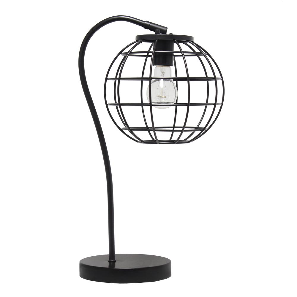 Elegant Designs Caged In Metal Table Lamp, Black. Picture 6
