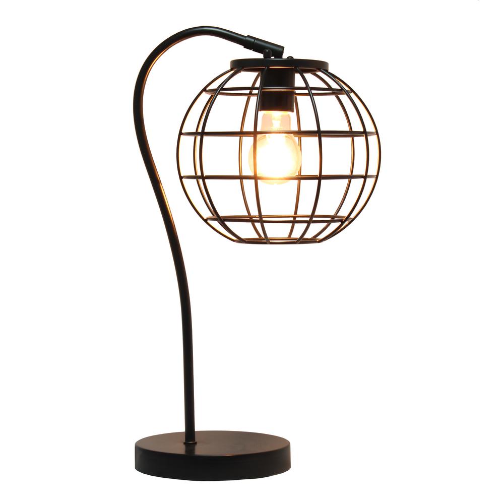 Elegant Designs Caged In Metal Table Lamp, Black. Picture 1