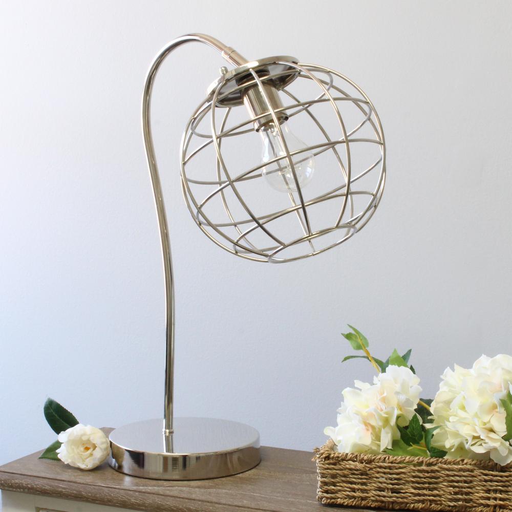 Elegant Designs Caged In Metal Table Lamp, Chrome. Picture 4