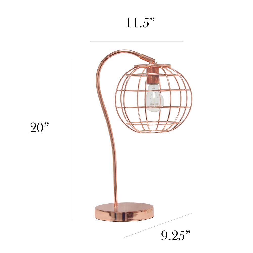 Caged In Metal Table Lamp, Rose Gold. Picture 3