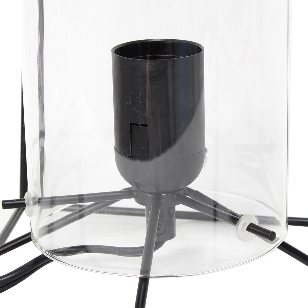 Elegant Designs Small Exposed Glass and Metal  Table Lamp, Black/Clear. Picture 7