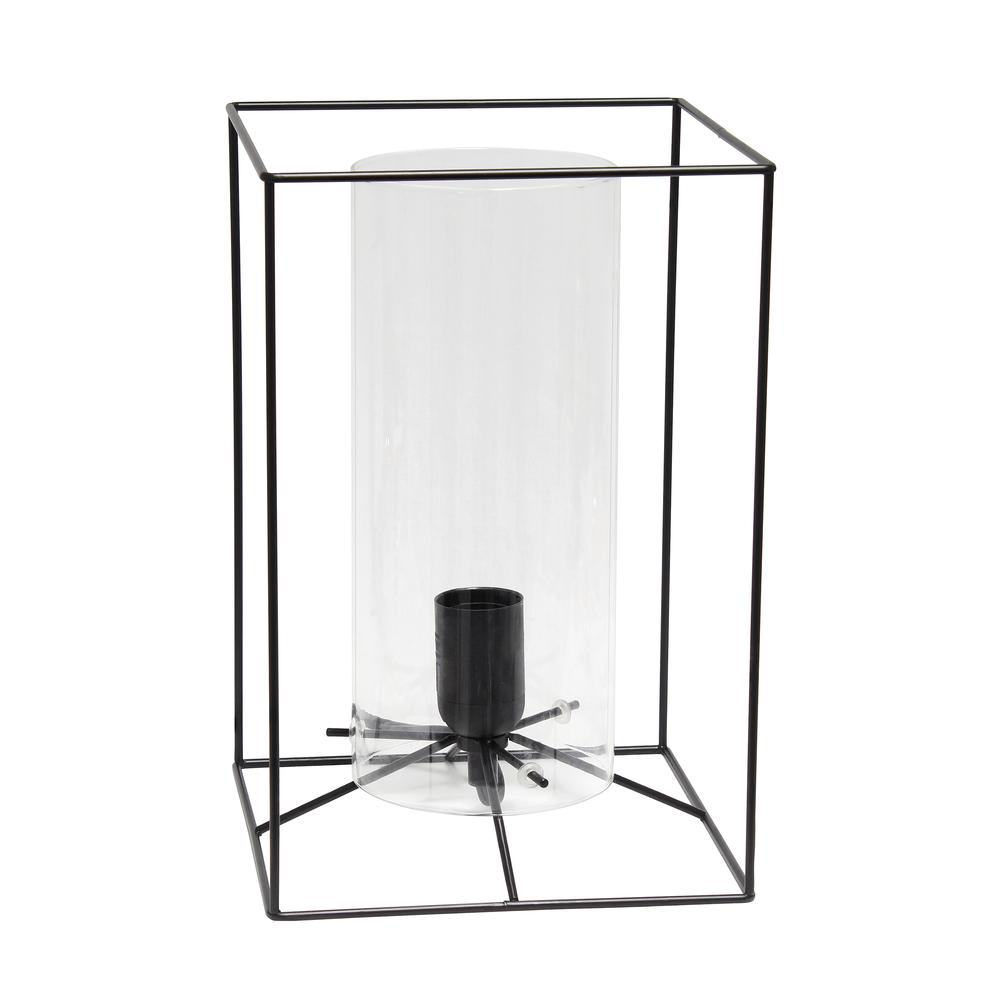 Large Exposed Glass and Metal  Table Lamp, Black/Clear. Picture 5