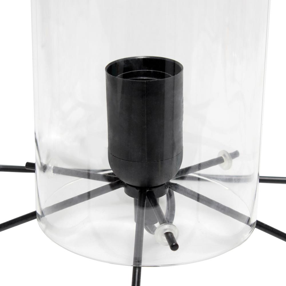 Large Exposed Glass and Metal  Table Lamp, Black/Clear. Picture 7