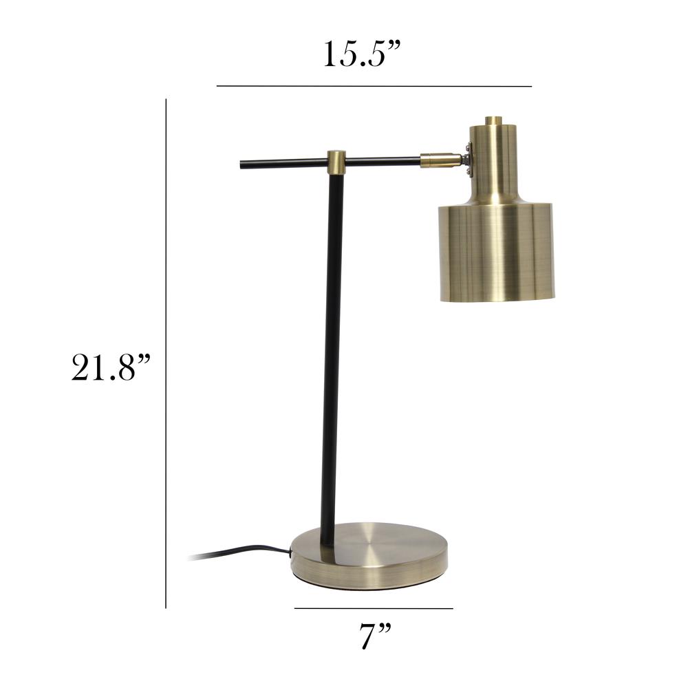 Simple Designs Metal Table Lamp, Antique Brass. Picture 6