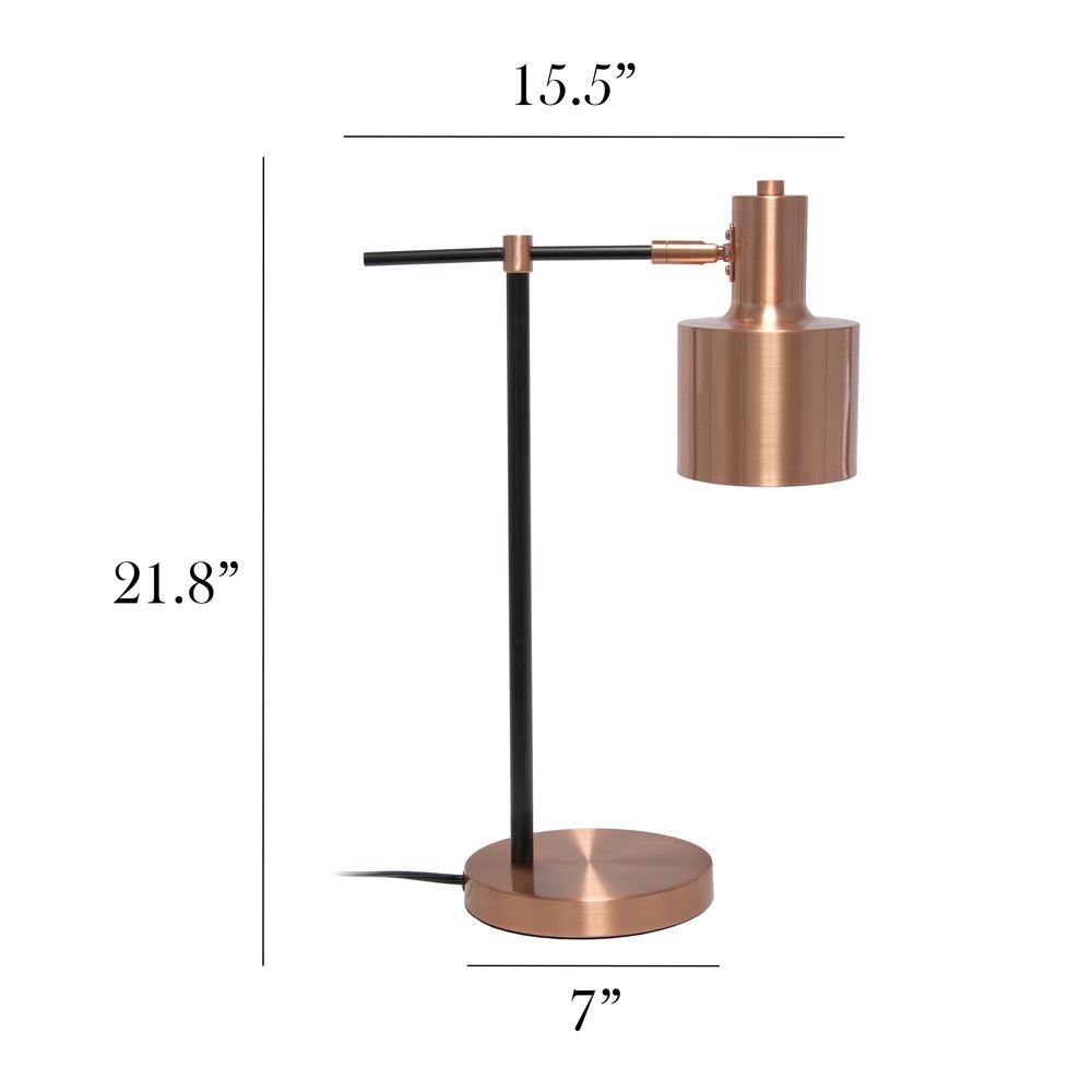 Simple Designs Metal Table Lamp, Rose Gold. Picture 6