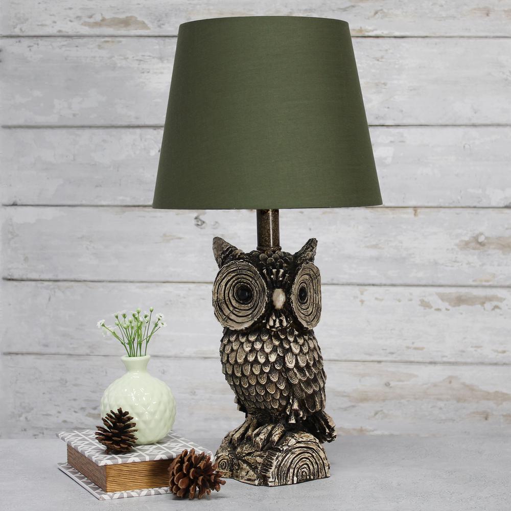 Simple Designs Woodland 19.85" Tall Contemporary Night Owl Novelty Bedside Table Desk Lamp. Picture 3
