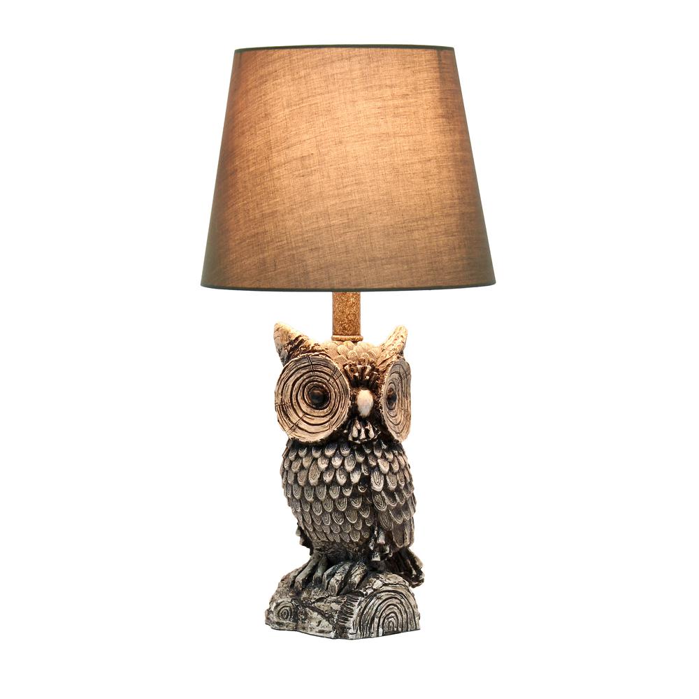 Simple Designs Woodland 19.85" Tall Contemporary Night Owl Novelty Bedside Table Desk Lamp. Picture 9
