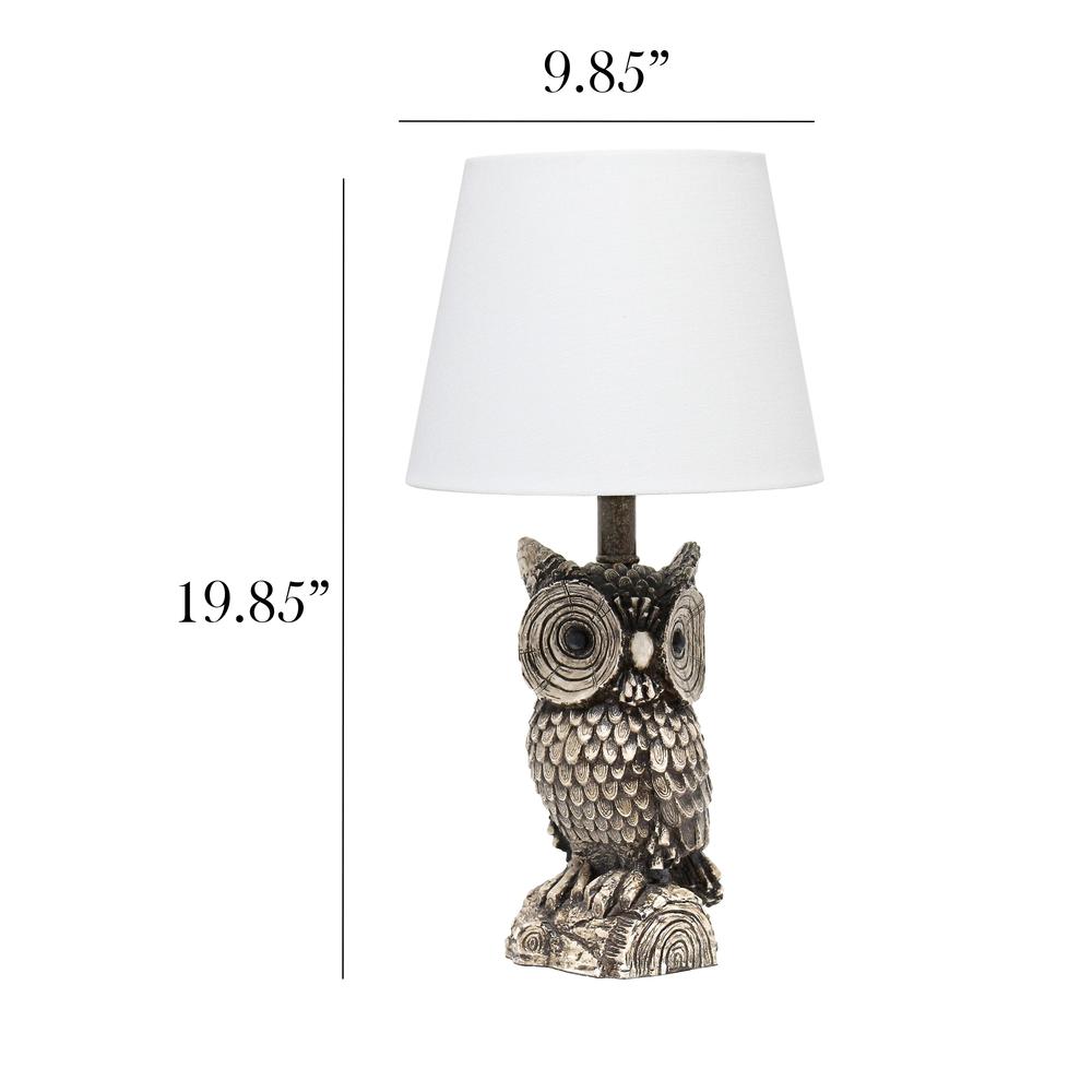 Simple Designs Woodland 19.85" Tall ContemporaryNight Owl Novelty Bedside Table Desk Lamp, White shade. Picture 6