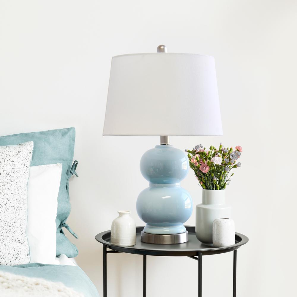 Elegant Designs Double Gourd Ceramic Lamp, Light Blue. Picture 4