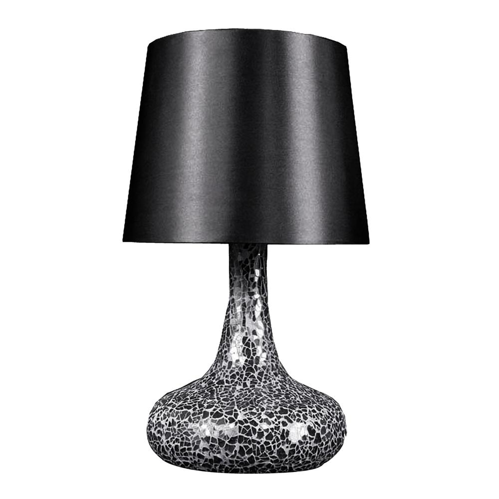 Mosaic Tiled Glass Genie Table Lamp with Fabric Shade. Picture 1
