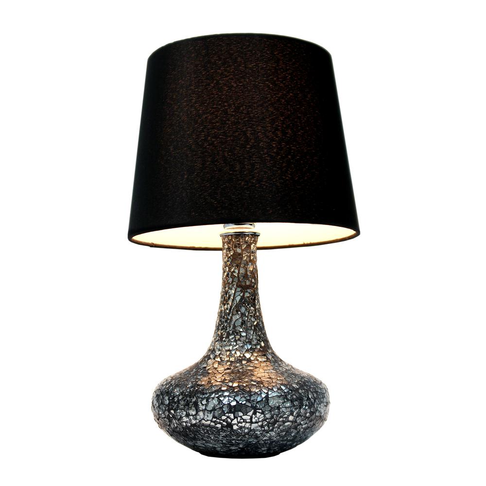 Mosaic Tiled Glass Genie Table Lamp with Fabric Shade. Picture 3