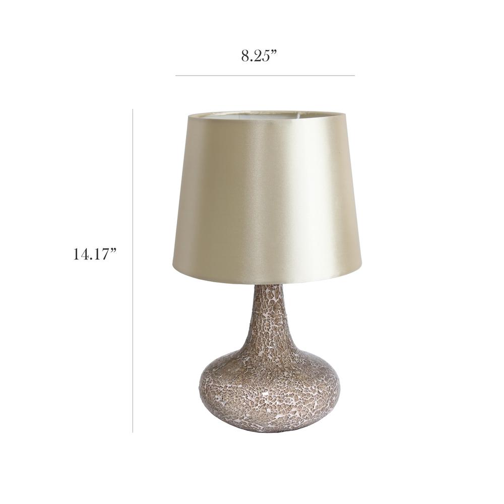 Simple Designs Mosaic Tiled Glass Genie Table Lamp with Fabric Shade, Champagne. The main picture.