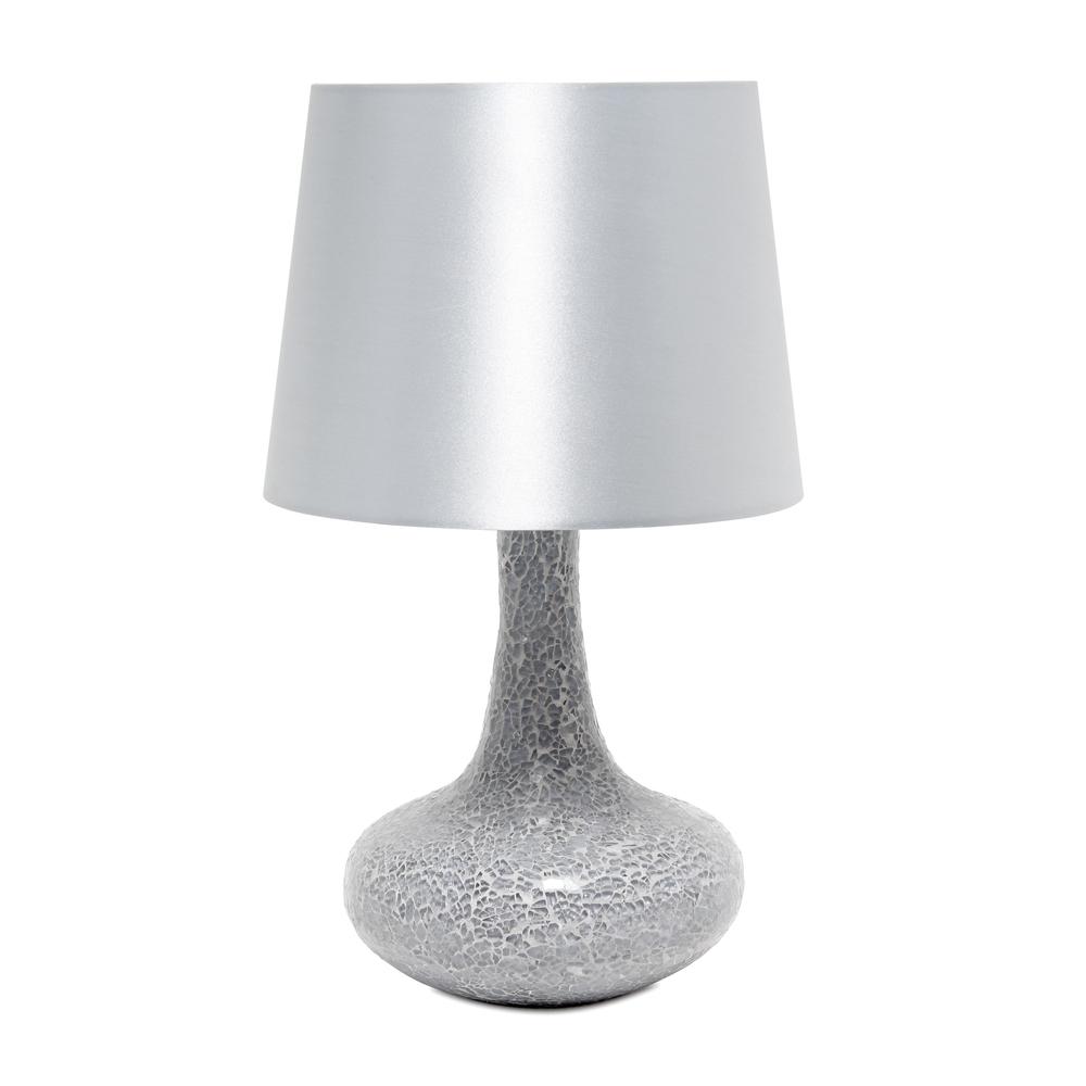 Mosaic Tiled Glass Genie Table Lamp with Fabric Shade. Picture 5