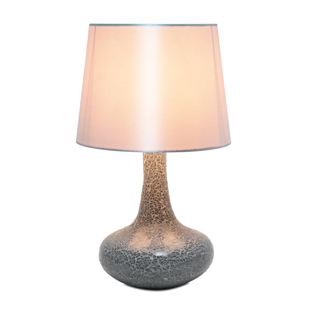 Mosaic Tiled Glass Genie Table Lamp with Fabric Shade. Picture 6