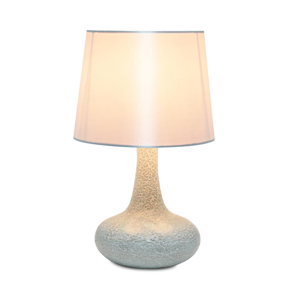 Mosaic Tiled Glass Genie Table Lamp with Fabric Shade. Picture 6