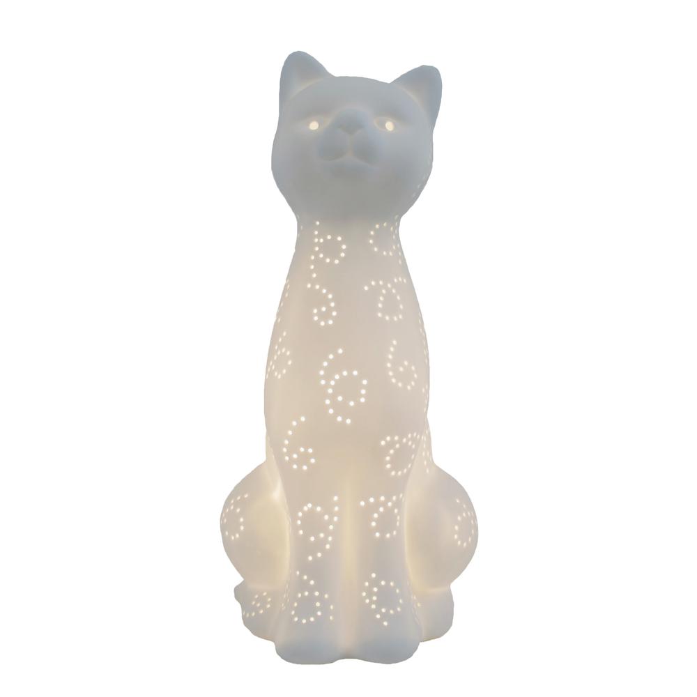 Simple Designs Porcelain Kitty Cat Shaped Table Lamp